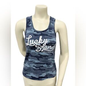 Lucky Brand Blue Camo Logo Tank Top XS
